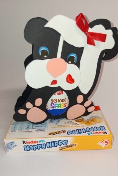 Große Geschenkschachtel Stinktier mit Schoko Ei Kindergeburtstag